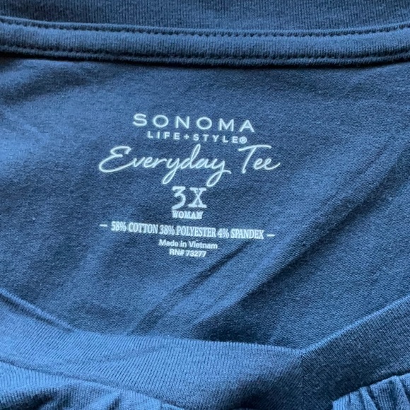 NWOT - Sonoma - Dark Blue Gray V-neck Tee Shirt, 3X - Picture 4 of 8
